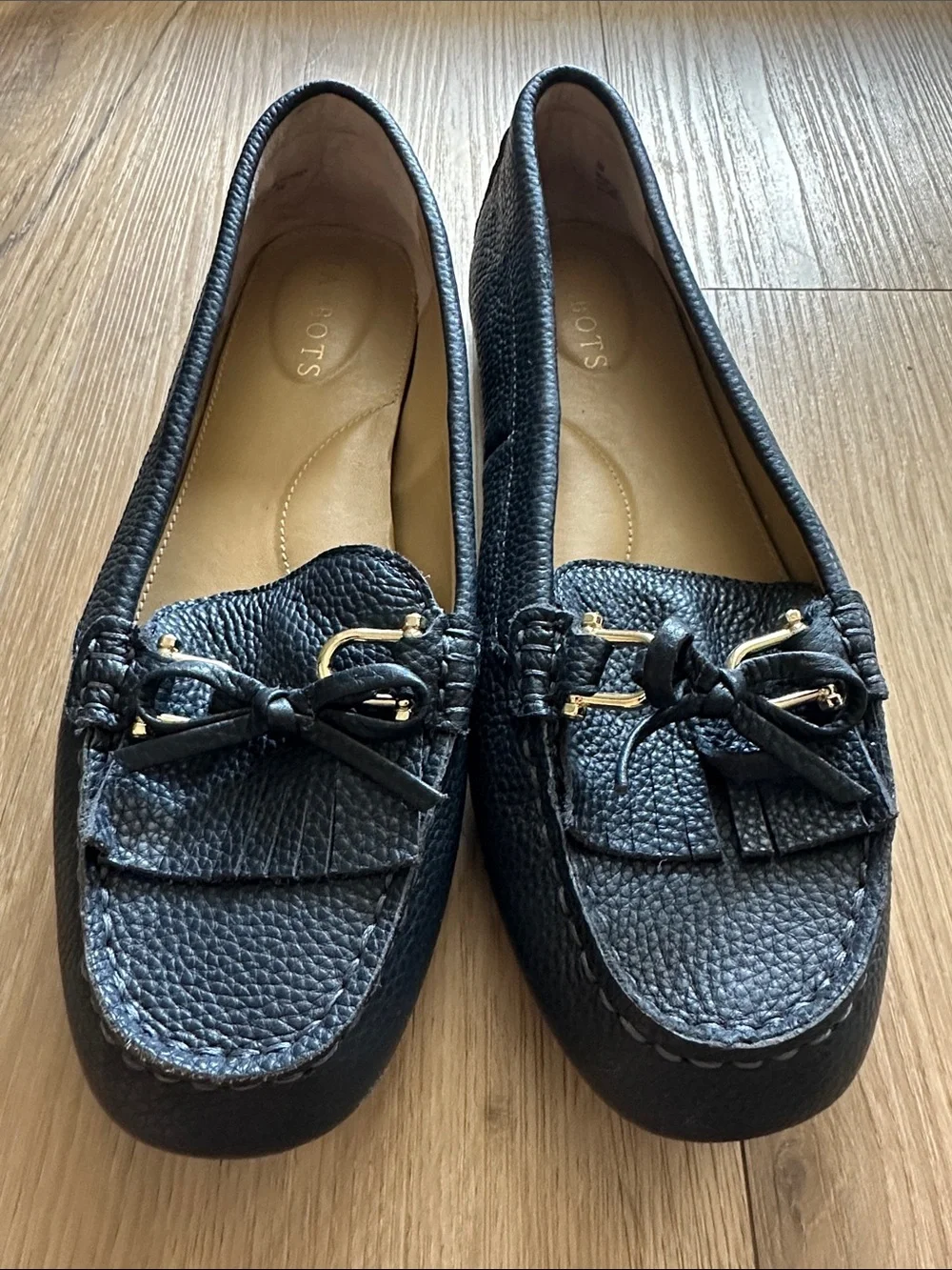 Talbots Navy Blue Leather Kiltie Loafers